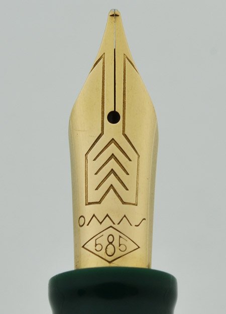 Omas Milord Fountain Pen - Green, Gold Trim, 14k Fine Nib